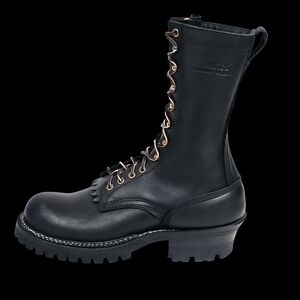 Black Leather Lace-Up Boots